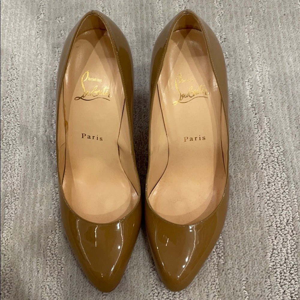 Christian Louboutin tan pumps